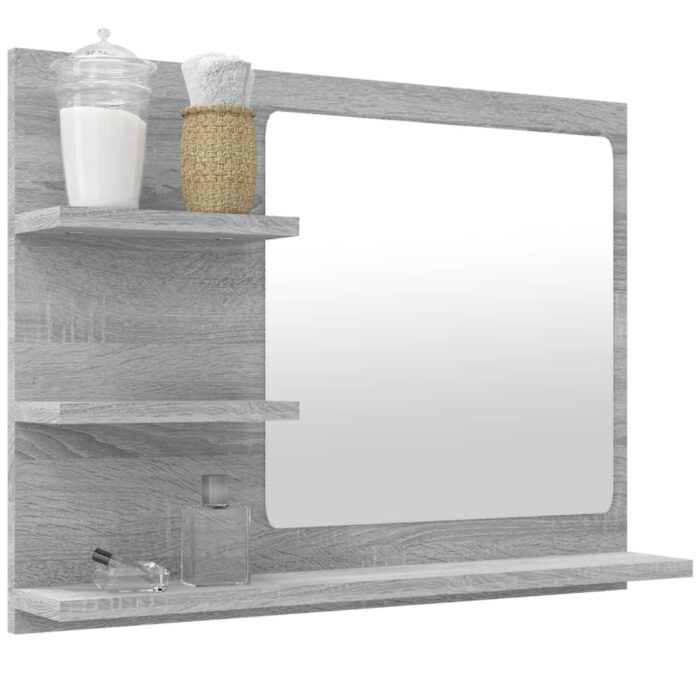 Miroir de bain Sonoma gris 60x10,5x45 cm Bois d'ingénierie – Image 4
