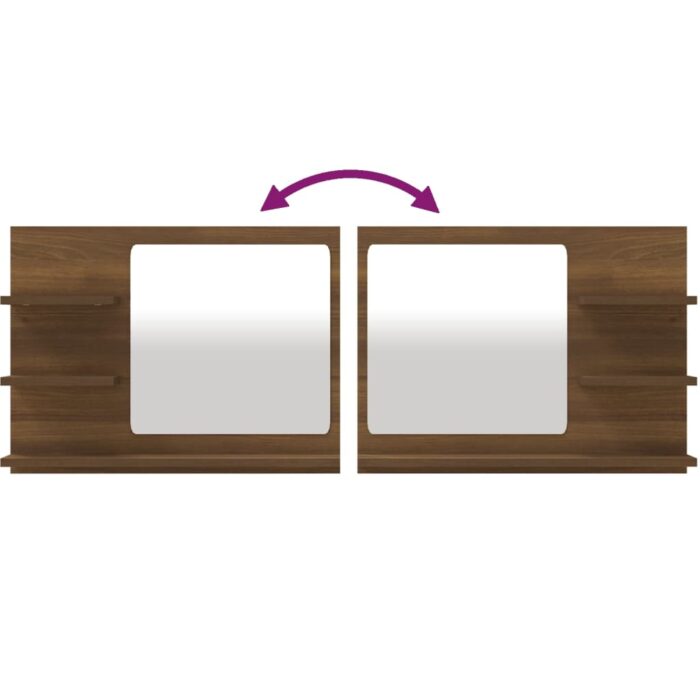 Miroir de bain Chêne marron 60x10,5x45 cm Bois d'ingénierie – Image 3