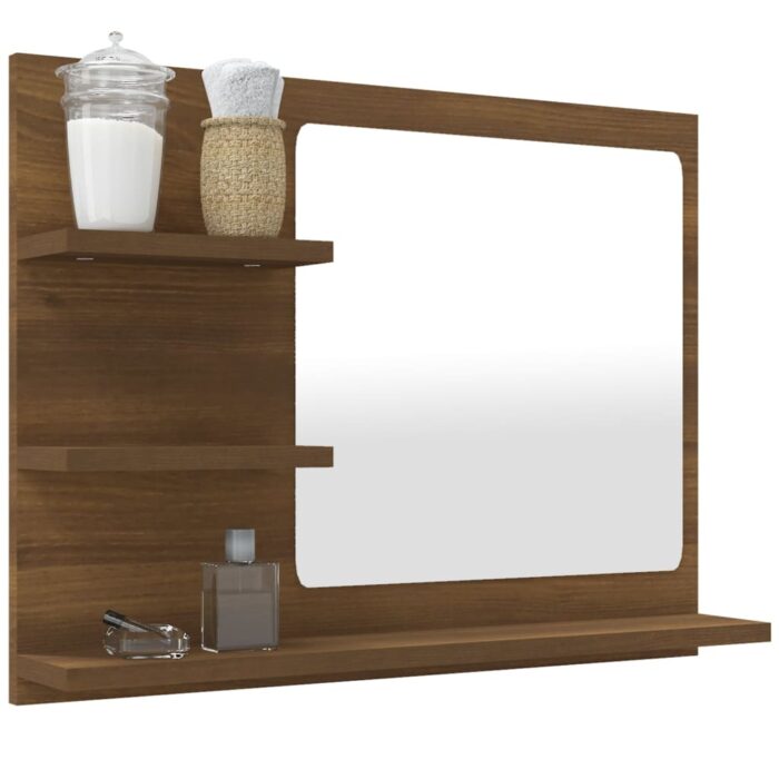 Miroir de bain Chêne marron 60x10,5x45 cm Bois d'ingénierie – Image 4
