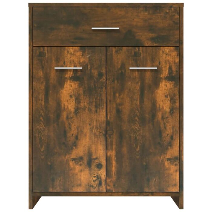 Armoire de bain Chêne fumé 60x33x80 cm Bois d'ingénierie – Image 3