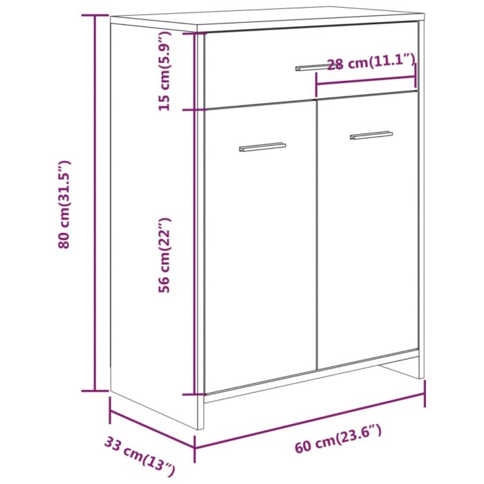 Armoire de bain Chêne fumé 60x33x80 cm Bois d'ingénierie – Image 6