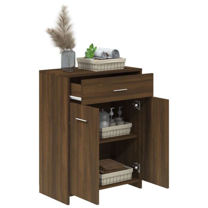 Armoire de bain Chêne marron 60x33x80 cm Bois d'ingénierie – Image 2