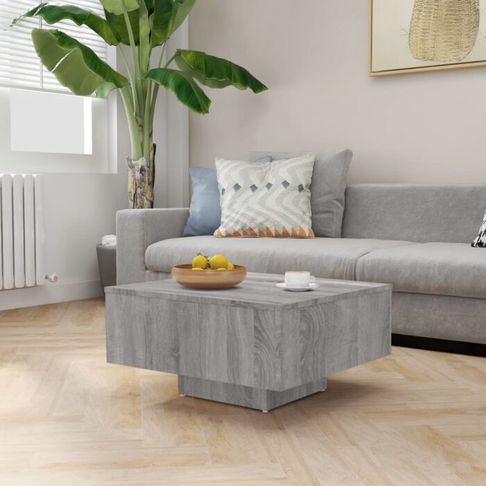 Table basse Sonoma gris 60x60x31,5 cm Bois d'ingénierie – Image 1