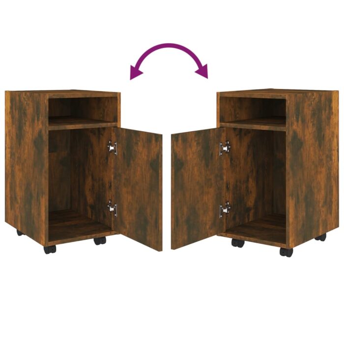 Armoire appoint à roues Chêne fumé 33x38x60cm Bois d'ingénierie – Image 3