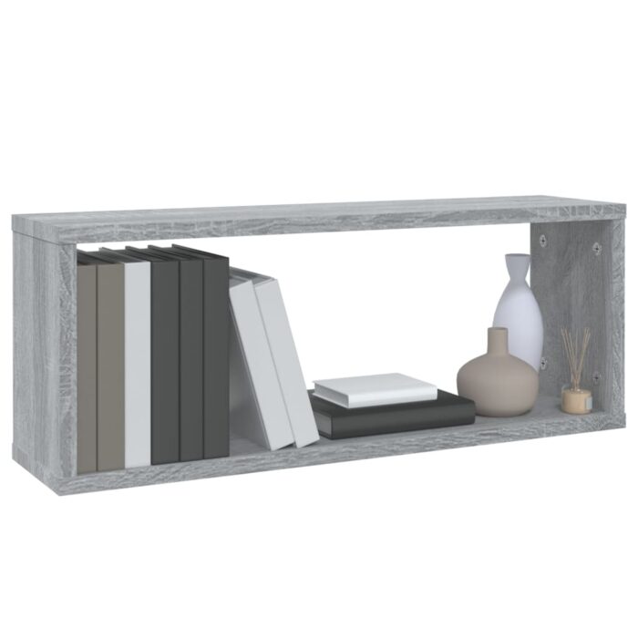 Étagères murales cube 2 pcs Sonoma gris 60x15x23 cm Bois – Image 5