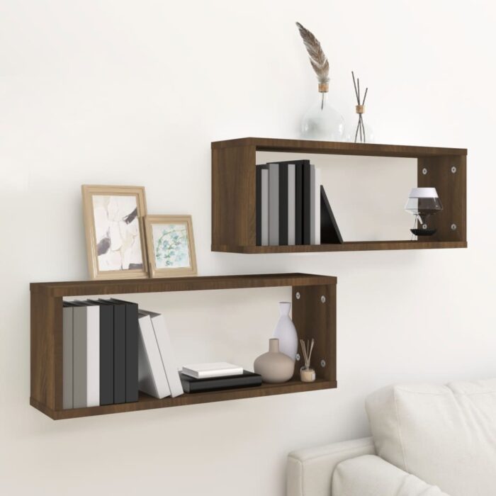 VXL8720286956106_m_en_hd_1.jpg Étagères murales cube 2 pcs Chêne marron Bois d’ingénierie – Image 1