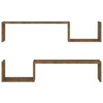 Étagères murales 2 pcs Chêne fumé 100x15x20cm Bois d’ingénierie – Image 3