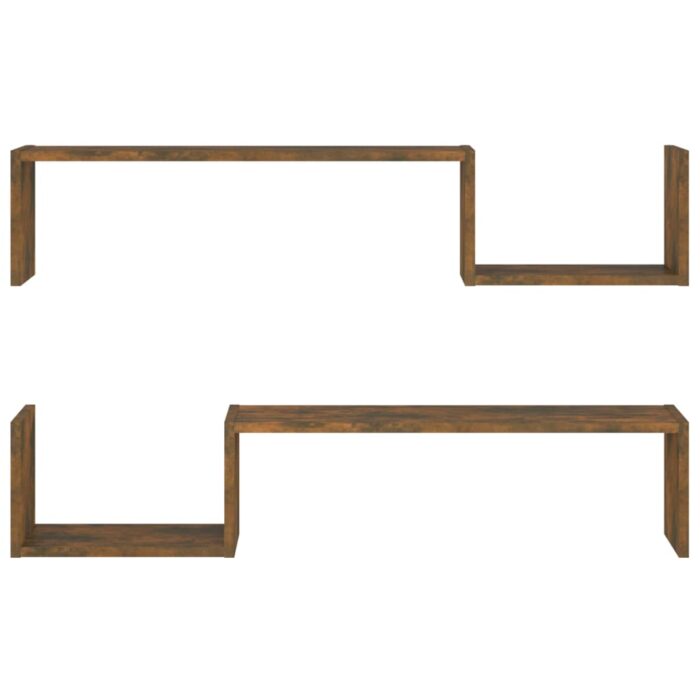 Étagères murales 2 pcs Chêne fumé 100x15x20cm Bois d’ingénierie – Image 3