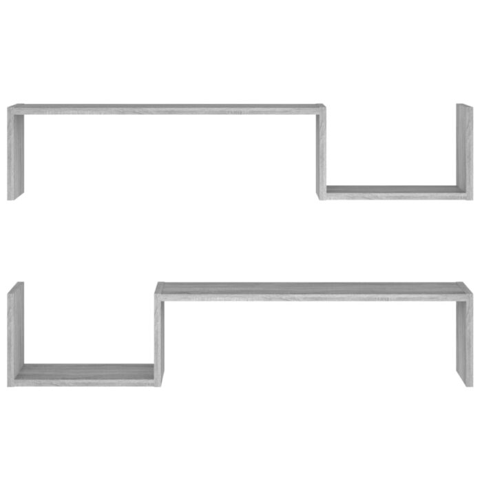 Étagères murales 2pcs Sonoma gris 100x15x20cm Bois d’ingénierie – Image 3