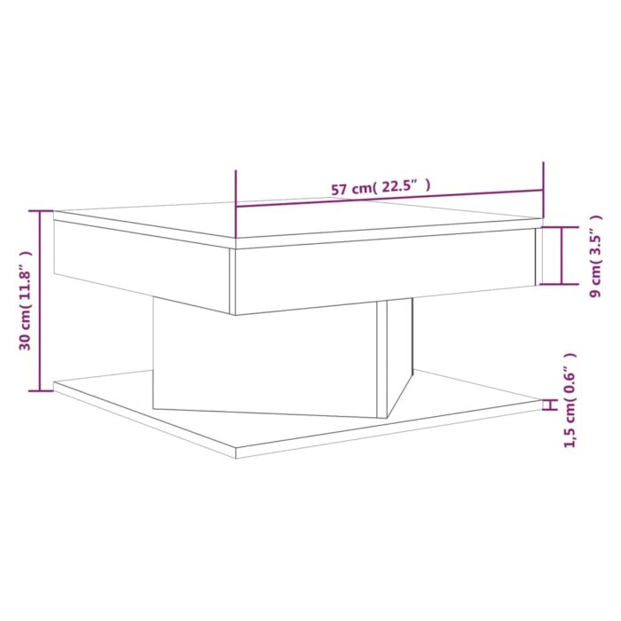Table basse Chêne fumé 57x57x30 cm Bois d'ingénierie – Image 3