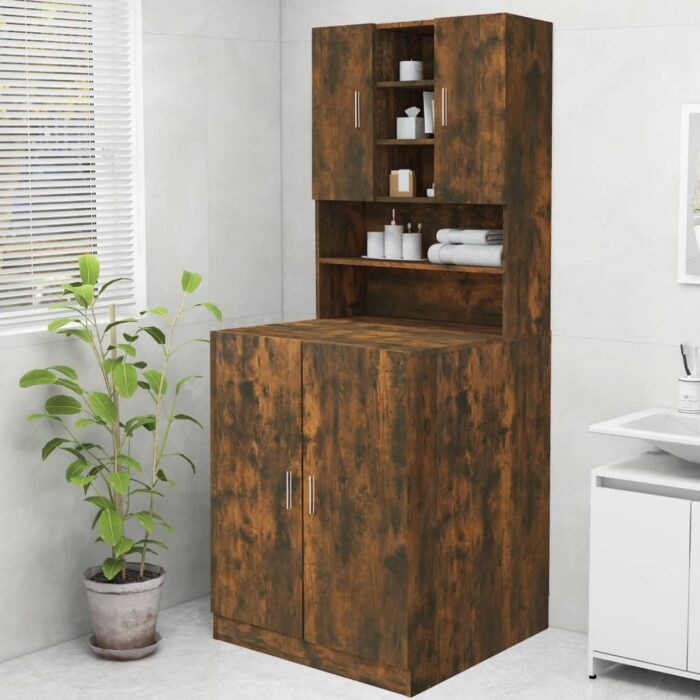 Meuble pour machine à laver Chêne fumé 70,5x25,5x90 cm – Image 1