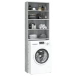 Meuble pour machine à laver Sonoma gris 64x24x190 cm – Image 3