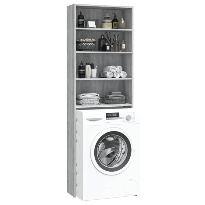 Meuble pour machine à laver Sonoma gris 64x24x190 cm – Image 3
