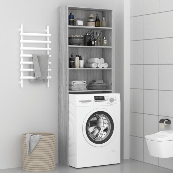 Meuble pour machine à laver Sonoma gris 64x24x190 cm – Image 1