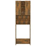 Meuble pour machine à laver Chêne fumé 64x25,5x190 cm – Image 4