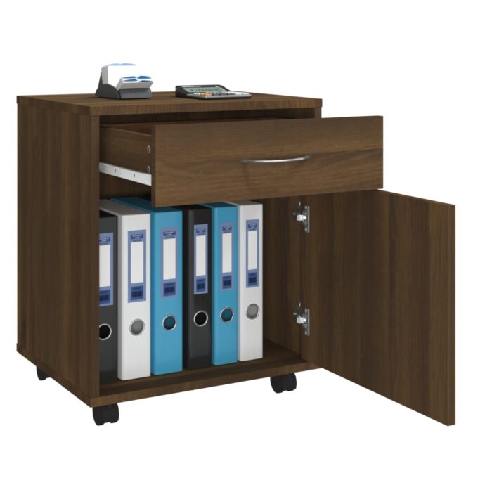 Armoire roulante Chêne marron 45x38x54 cm Bois d'ingénierie – Image 2