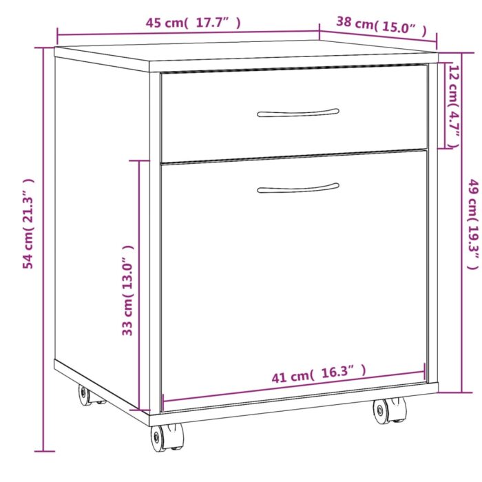 Armoire roulante Chêne marron 45x38x54 cm Bois d'ingénierie – Image 6