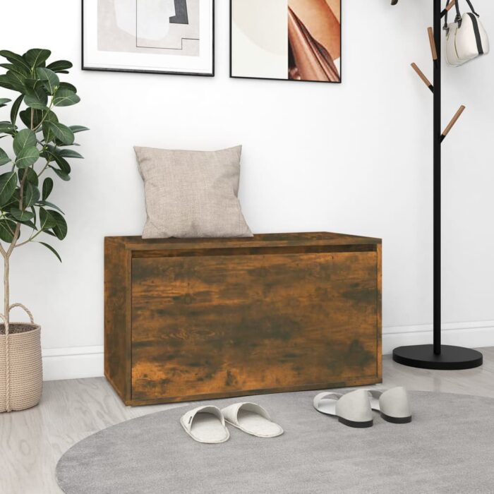 Banc d'entrée 80x40x45 cm Chêne fumé Bois d'ingénierie – Image 1