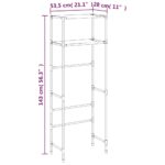 Support de rangement 2 niveaux sur toilette Noir 53,5x28x143 cm – Image 6