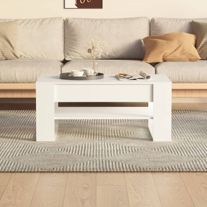 Table basse blanc 102x55x45 cm bois d'ingénierie – Image 3