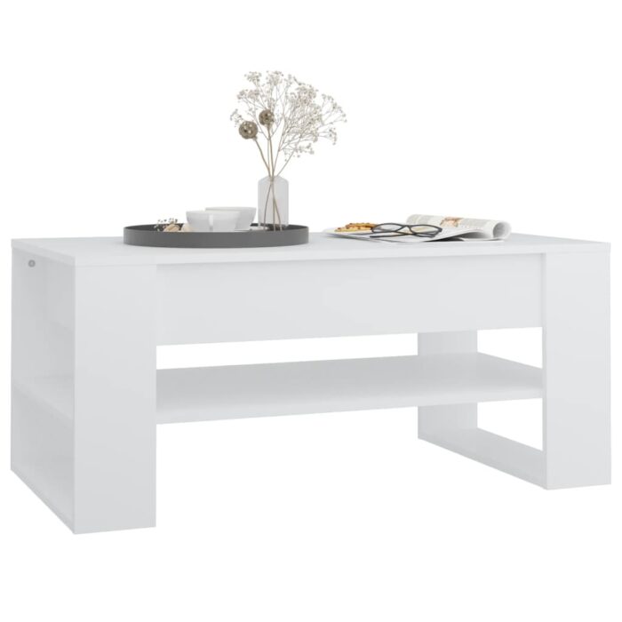 Table basse blanc 102x55x45 cm bois d'ingénierie – Image 4