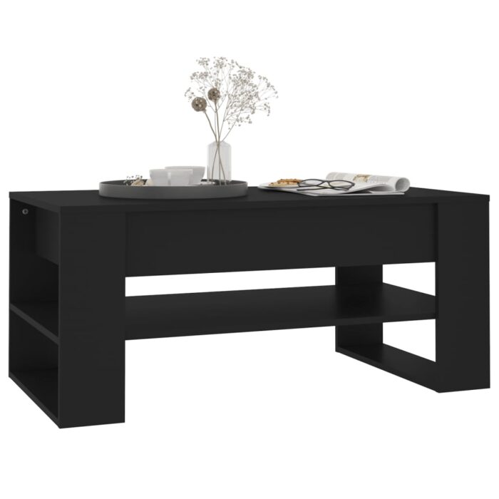 Table basse noir 102x55x45 cm bois d'ingénierie – Image 4