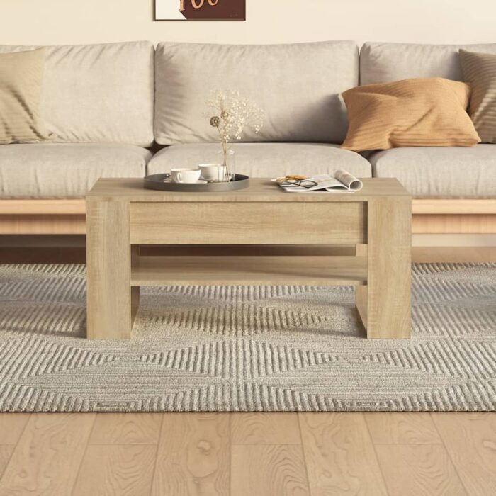 Table basse chêne sonoma 102x55x45 cm bois d'ingénierie – Image 3