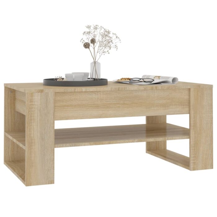 Table basse chêne sonoma 102x55x45 cm bois d'ingénierie – Image 4