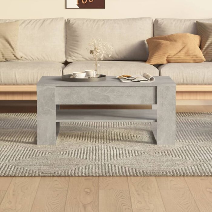 Table basse Gris béton 102x55x45 cm Bois d'ingénierie – Image 3