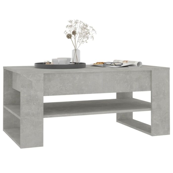 Table basse Gris béton 102x55x45 cm Bois d'ingénierie – Image 4