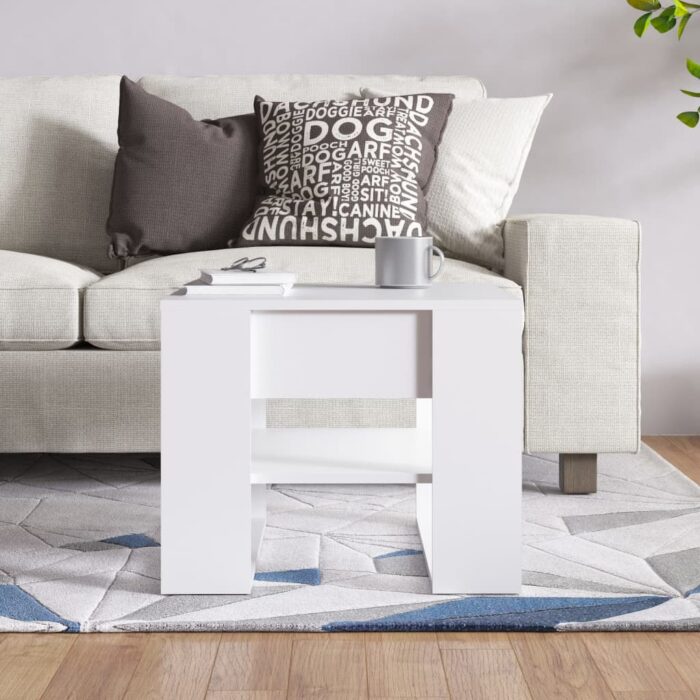 Table basse blanc 55,5x55x45 cm bois d'ingénierie – Image 3