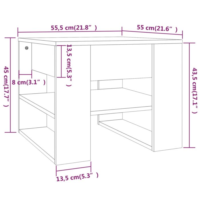 Table basse blanc 55,5x55x45 cm bois d'ingénierie – Image 5