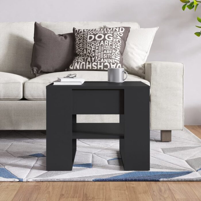 Table basse noir 55,5x55x45 cm bois d'ingénierie – Image 3