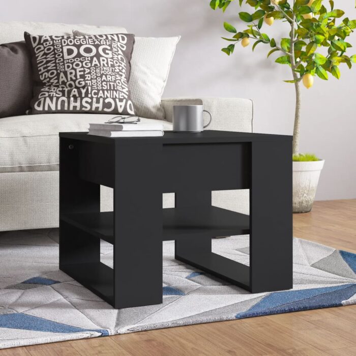 Table basse noir 55,5x55x45 cm bois d'ingénierie – Image 1