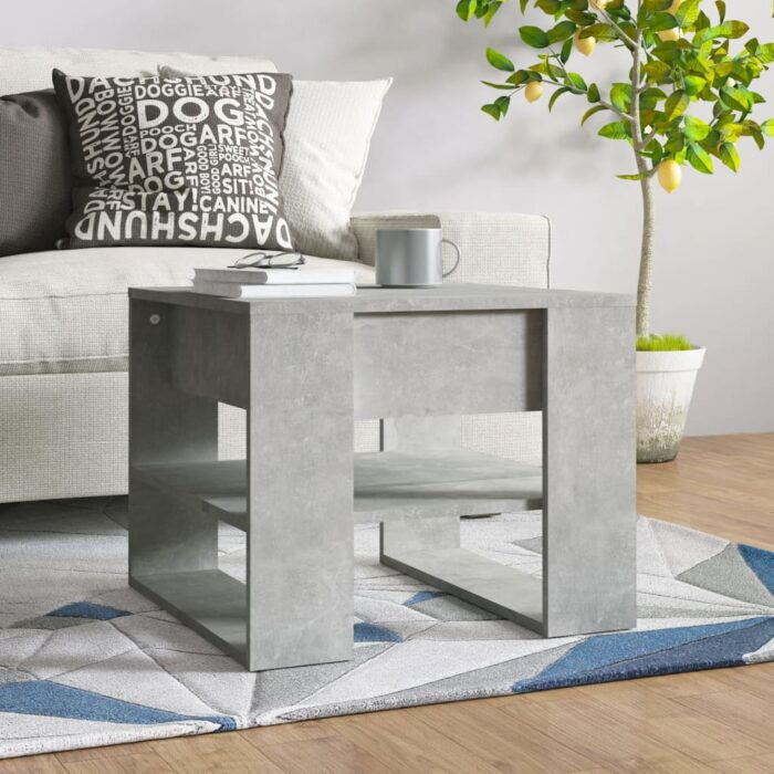 Table basse gris béton 55,5x55x45 cm bois d'ingénierie – Image 1