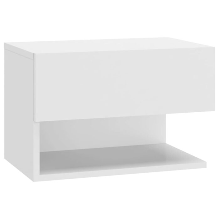 Tables de chevet murales 2 pcs Blanc brillant – Image 3