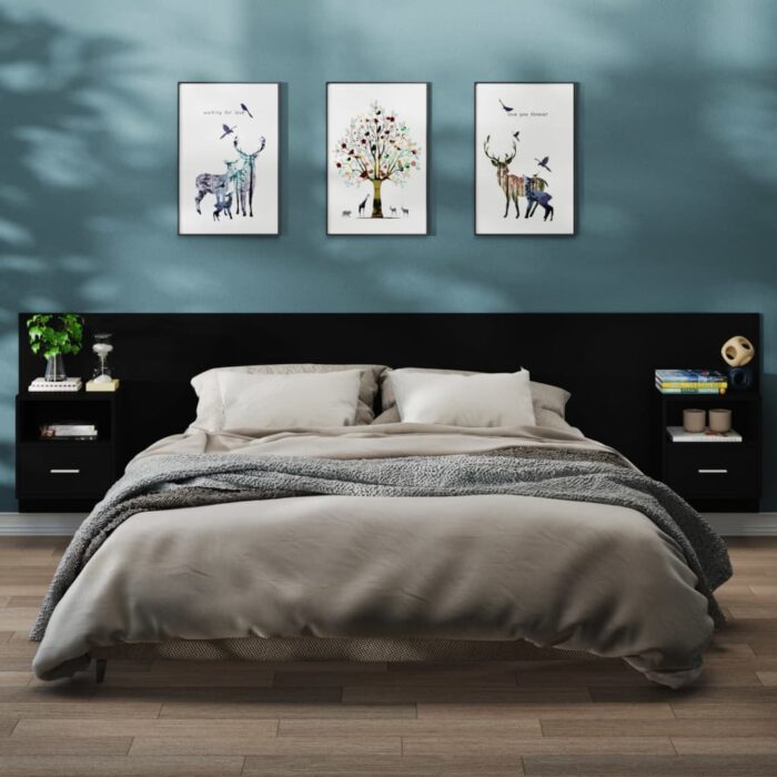 Tables de chevet murales 2 pcs Noir – Image 1