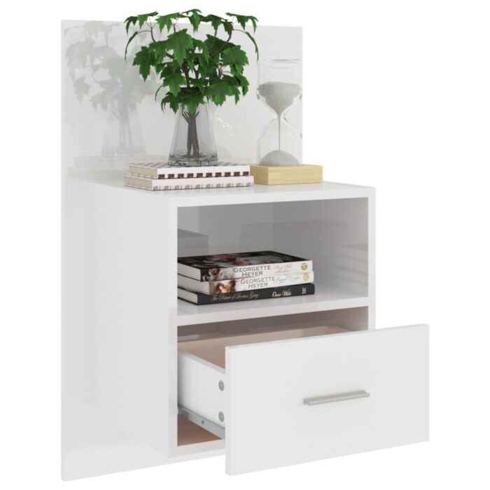 Table de chevet murale Blanc brillant – Image 2