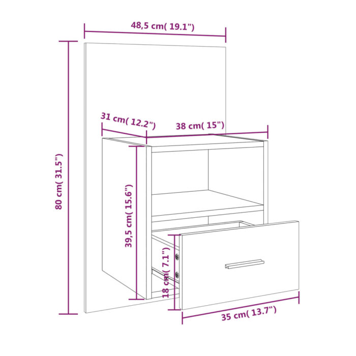 Table de chevet murale Blanc brillant – Image 6