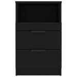 Tables de chevet 2 pcs Noir Bois d'ingénierie – Image 2