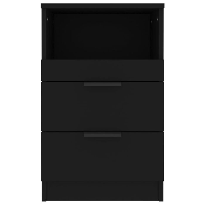 Tables de chevet 2 pcs Noir Bois d'ingénierie – Image 2