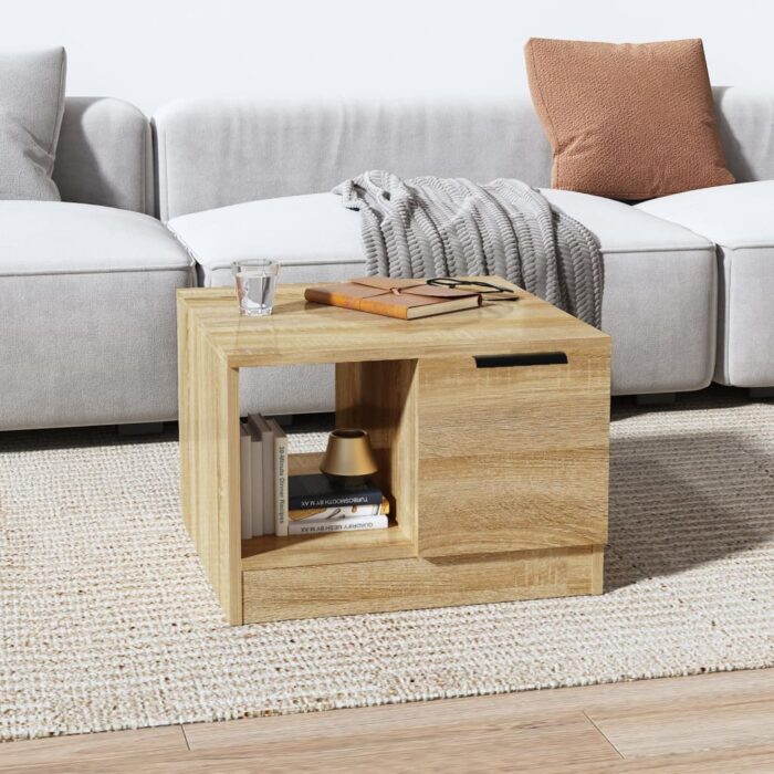 Table basse chêne sonoma 50x50x36 cm bois d'ingénierie – Image 1