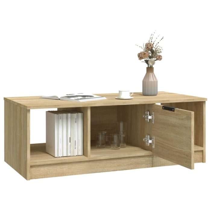 Table basse chêne sonoma 102x50x36 cm bois d'ingénierie – Image 4
