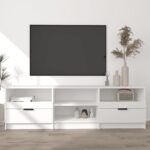 Meuble TV Blanc 150x33,5x45 cm Bois d'ingénierie
