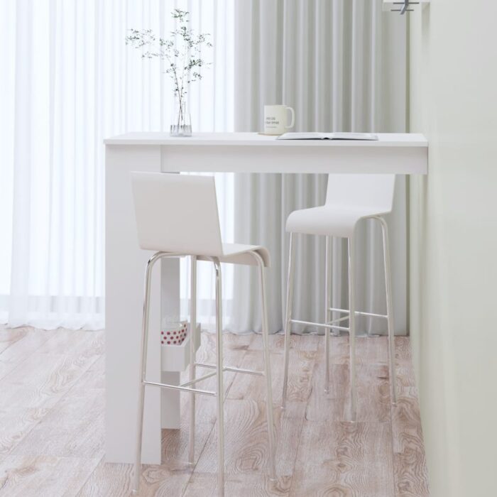 Table de bar murale Blanc 102x45x103,5 cm Bois d'ingénierie – Image 4