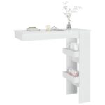 Table de bar murale Blanc 102x45x103,5 cm Bois d'ingénierie – Image 5