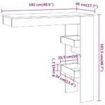 Table de bar murale Blanc 102x45x103,5 cm Bois d'ingénierie – Image 7