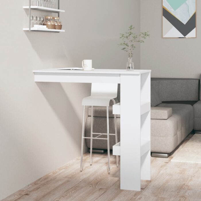 Table de bar murale Blanc 102x45x103,5 cm Bois d'ingénierie – Image 1