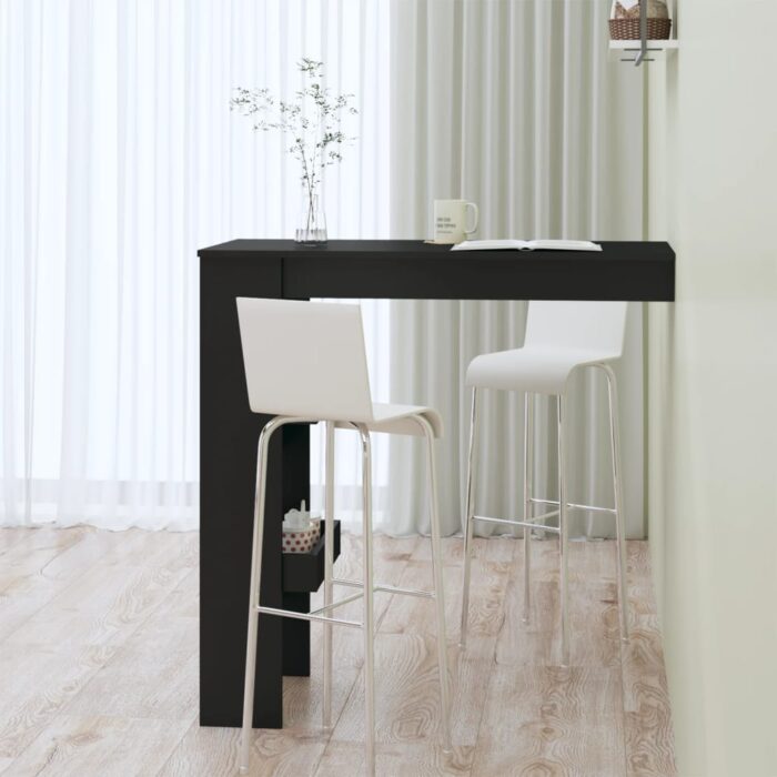 Table de bar murale Noir 102x45x103,5 cm Bois d'ingénierie – Image 4