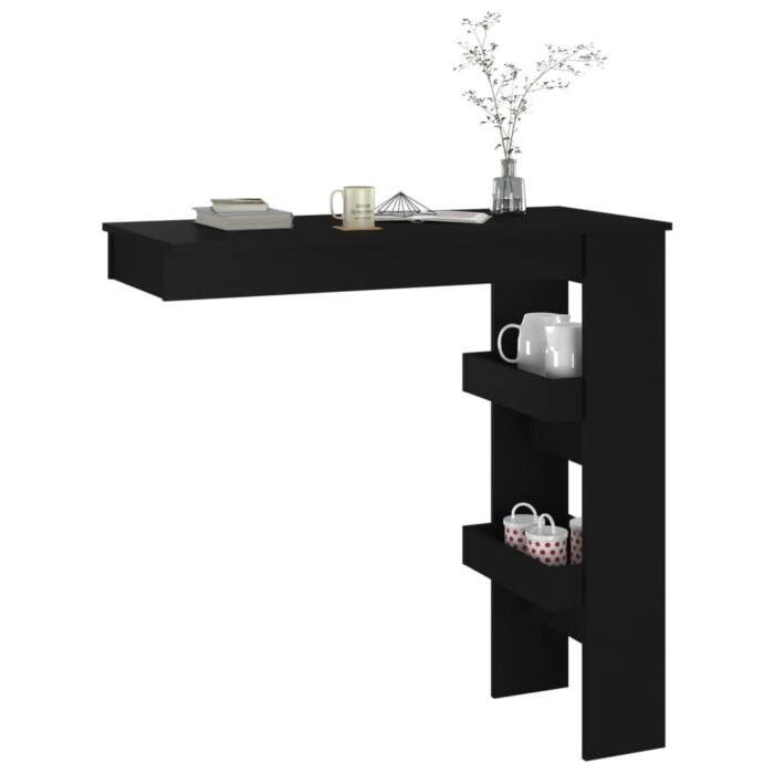 Table de bar murale Noir 102x45x103,5 cm Bois d'ingénierie – Image 5